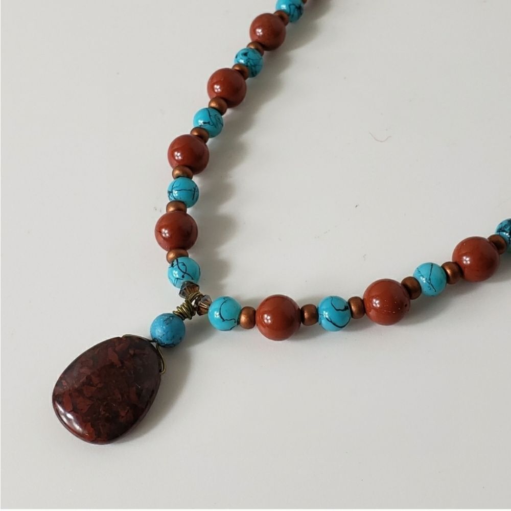 ARTISAN Southwest Jasper & Glass Beaded Necklace - Picture 4 of 7